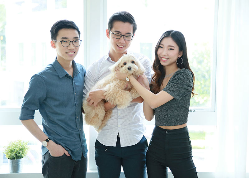 A casual portrait of brothers and sister taken by professional photographers